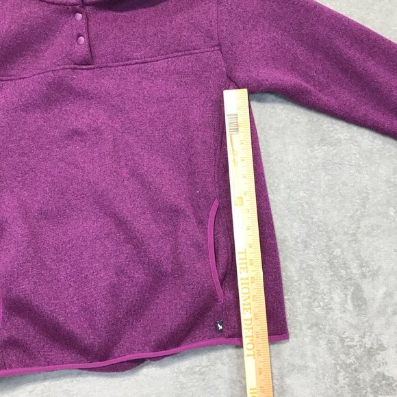 Eddie Bauer 1/4 Snap Fleece Pullover Women's Heathered Fuchsia Pockets Large - Picture 4 of 7